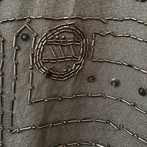 100%silk women’s long sleeve button down beaded black  size 8 - Picture 6 of 17